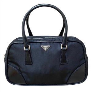 Prada Vintage Black Nylon leather trim Handbag